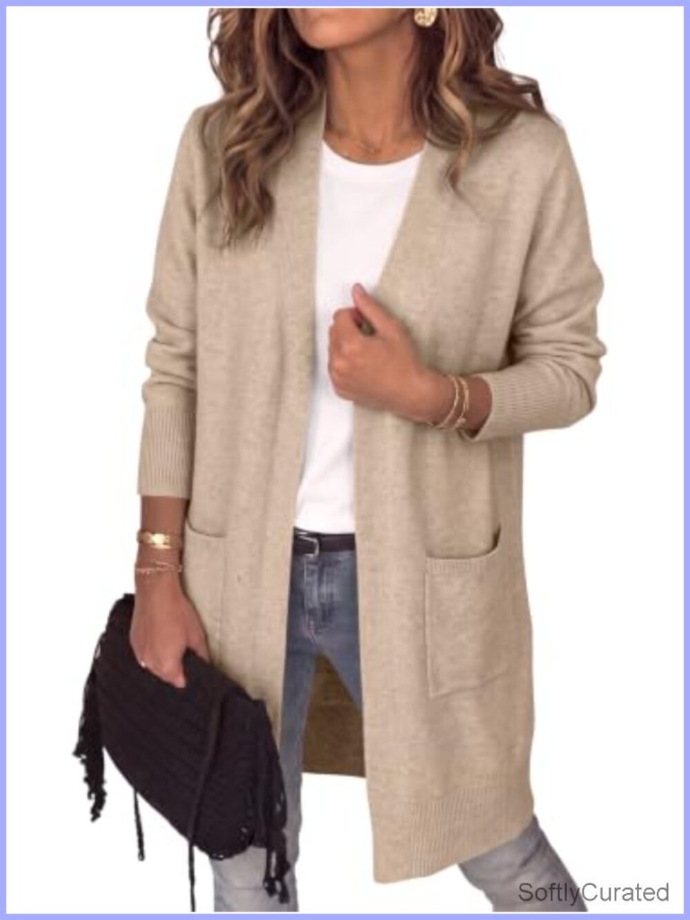 Women's Lightweight Knit Cardigan Oversized Open Front Long Sleeve